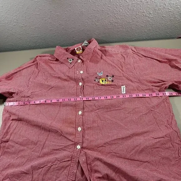 Tweety Bird 26/28 Womens Button Up Red White Plaid Looney Tunes Floral Collared - Picture 6 of 10